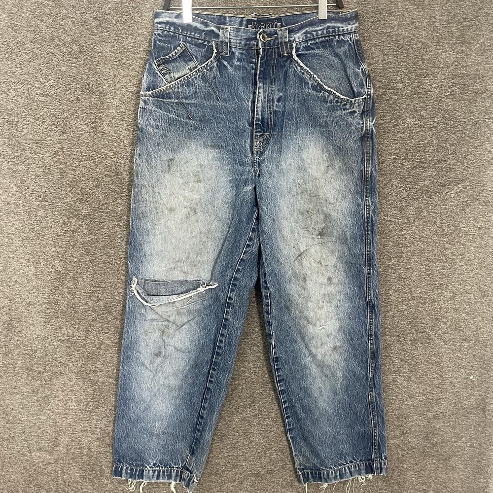 Karl Kani Jeans Mens 32x32 Blue Stonewash Baggy Wide Leg Vtg Skater Y2K Grunge